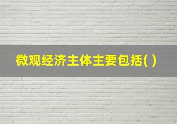 微观经济主体主要包括( )